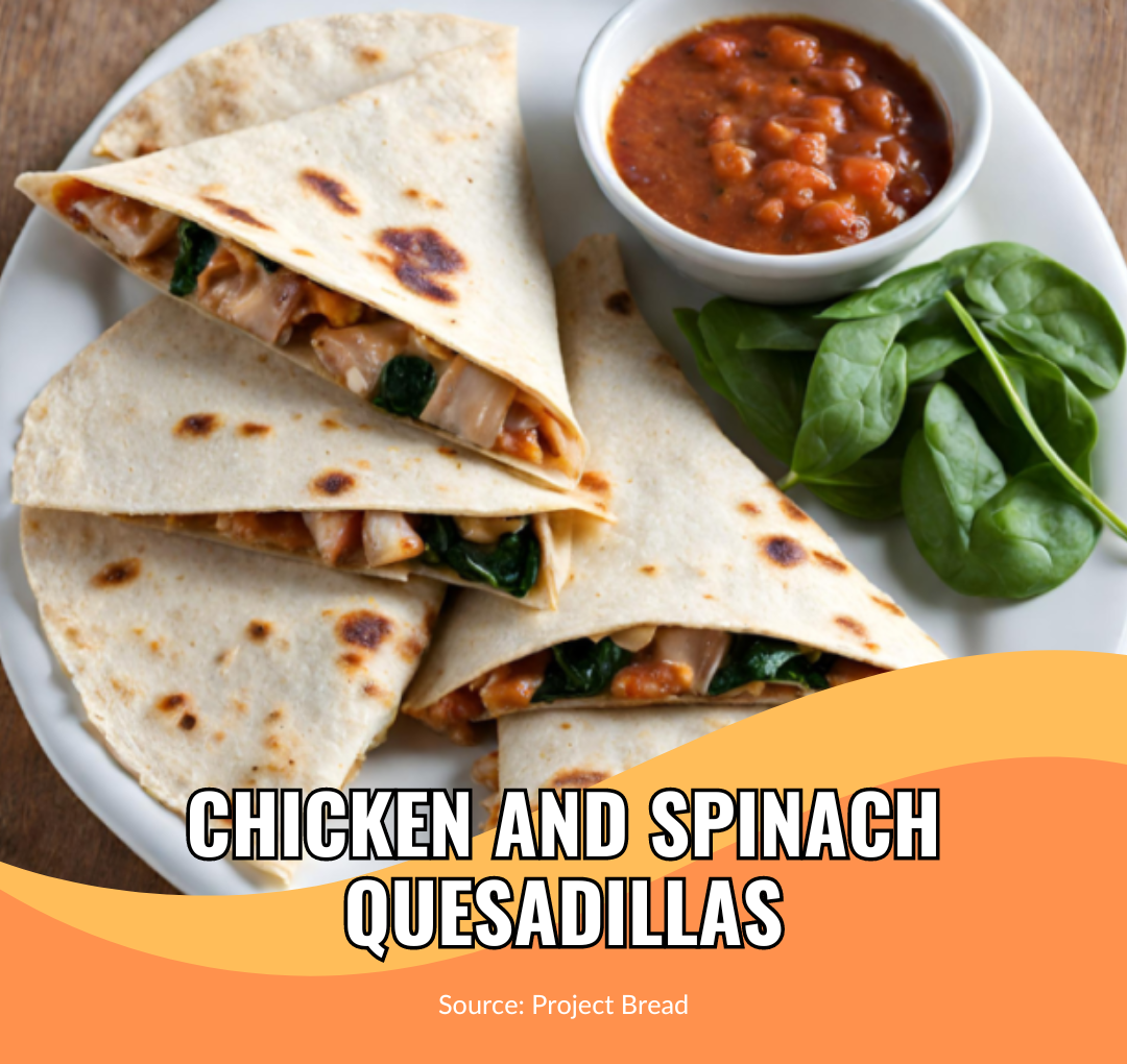 Chicken and Spinach Quesadillas - School Food Handler