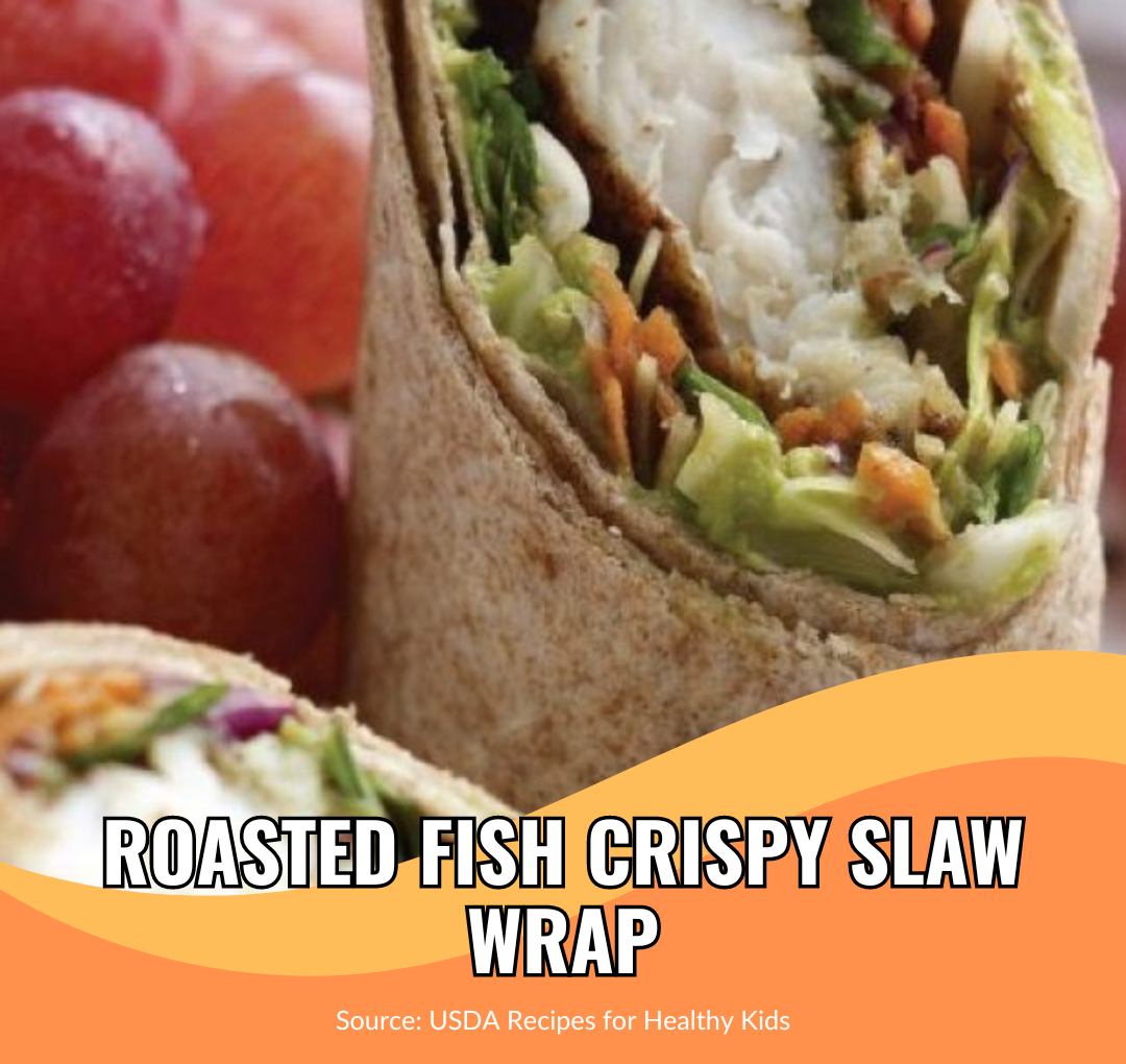 Roasted Fish Crispy Slaw Wrap - School Food Handler
